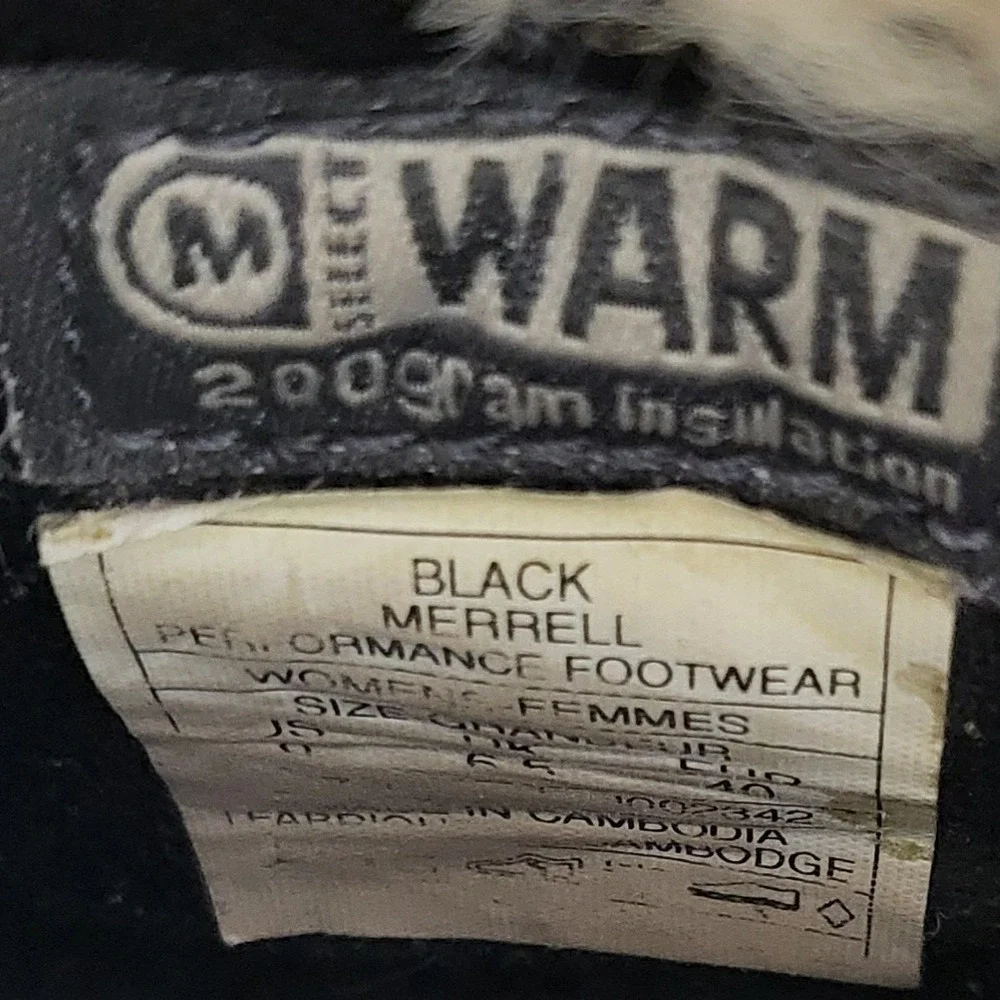 Merrell Waterproof Boots Womens 9 Black Good Insulated Suede‎ Faux Fur Gorpcore